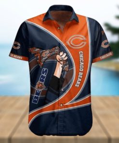 Orange Curve Dark Navy NFL Chicago Bears Hawaiian Shirt