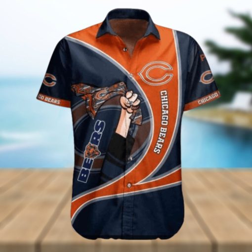 Orange Curve Dark Navy NFL Chicago Bears Hawaiian Shirt