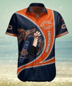 Orange Curve Dark Navy NFL Chicago Bears Hawaiian Shirt