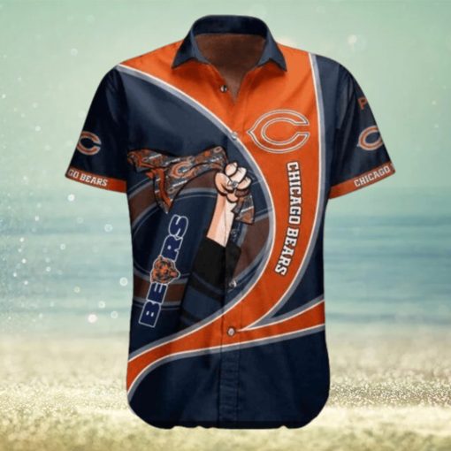 Orange Curve Dark Navy NFL Chicago Bears Hawaiian Shirt