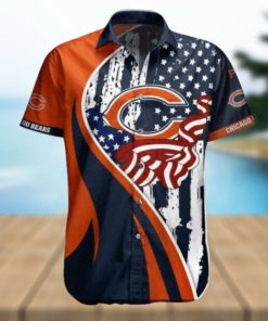 Orange Dark Blue Stars Chicago Bears Hawaiian Shirt