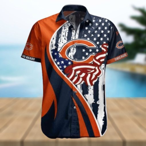 Orange Dark Blue Stars Chicago Bears Hawaiian Shirt