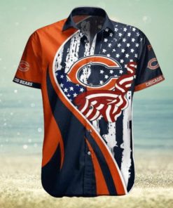 Orange Dark Blue Stars Chicago Bears Hawaiian Shirt