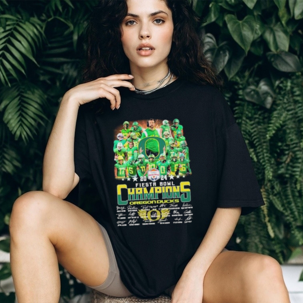 Oregon Ducks 2024 Fiesta Bowl Champions Signatures T Shirt Oregon Ducks 2024 Fiesta Bowl Champions Signatures T Shirt