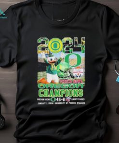 Oregon Ducks Mascot 2024 Fiesta Bowl Champions Oregon Ducks 45 6 Liberty Flames January2024 University Of Phoenix Stadium T Shirt