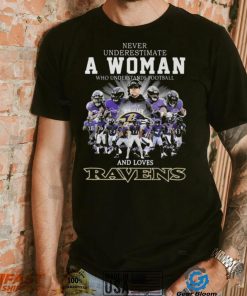Original 2024 Never Underestimate A Woman Who Understands Football And Loves Baltimore Ravens Signatures Shirt