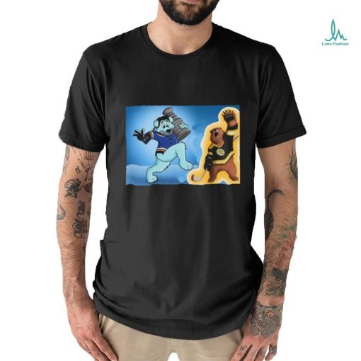 Original Boston Bruins VS St. Louis Blues NHL 2024 mascot cartoon hockey shirt
