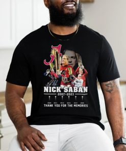 Original Nick Saban 2007 – 2023 Thank You For The Memories Alabama Crimson Tide Signature T Shirt