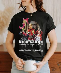 Original Nick Saban 2007 – 2023 Thank You For The Memories Alabama Crimson Tide Signature T Shirt