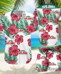 Papa John’s Tropical Flower Aloha Hawaiian Shirts And Short Summer Beach Set