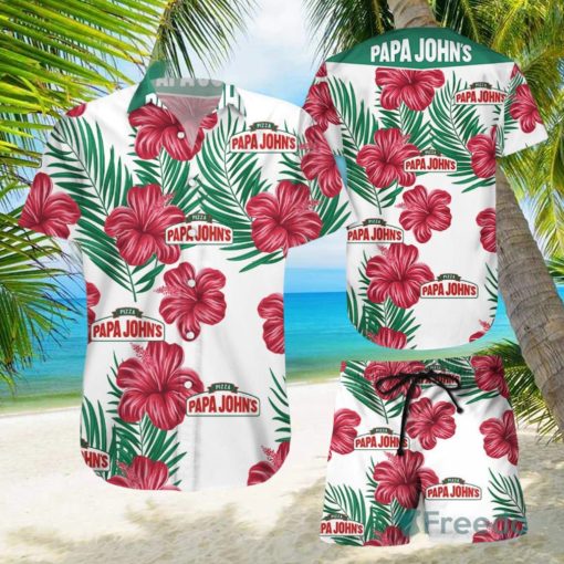 Papa John’s Tropical Flower Aloha Hawaiian Shirts And Short Summer Beach Set