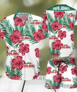 Papa John’s Tropical Flower Aloha Hawaiian Shirts And Short Summer Beach Set