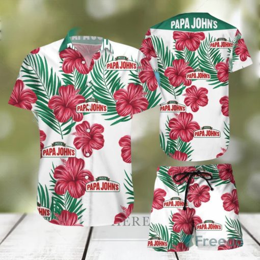 Papa John’s Tropical Flower Aloha Hawaiian Shirts And Short Summer Beach Set