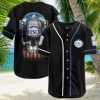 Patriotic US Flag Black Skull Busch Light Beer Baseball Jersey