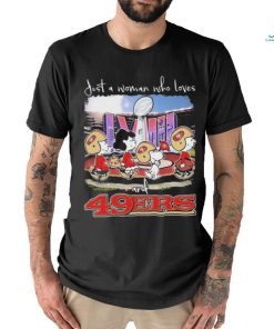 Peanuts Characters Just A Woman Who Loves Super Bowl LVIII And San Francisco 49ers Shirt