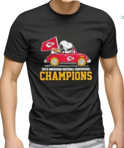 Peanuts Snoopy And Woodstock On Car Kansas City Chiefs 2023 AFC Champions Shirt