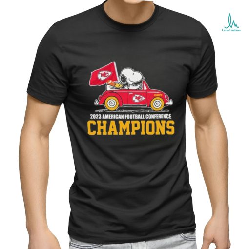 Peanuts Snoopy And Woodstock On Car Kansas City Chiefs 2023 AFC Champions Shirt