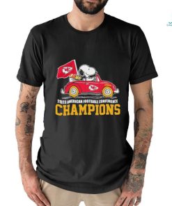 Peanuts Snoopy And Woodstock On Car Kansas City Chiefs 2023 AFC Champions Shirt