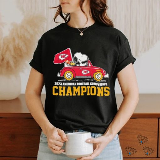 Peanuts Snoopy And Woodstock On Car Kansas City Chiefs 2023 AFC Champions Shirt