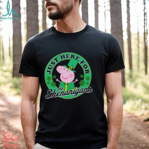 Peppa pig mad engine just here for the shenanigans st. paddy’s day graphic 2024 shirt
