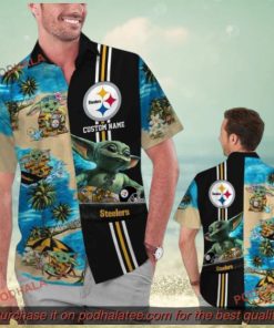 Personalized Baby Yoda Tropical Pittsburg Steelers Hawaiian Shirt