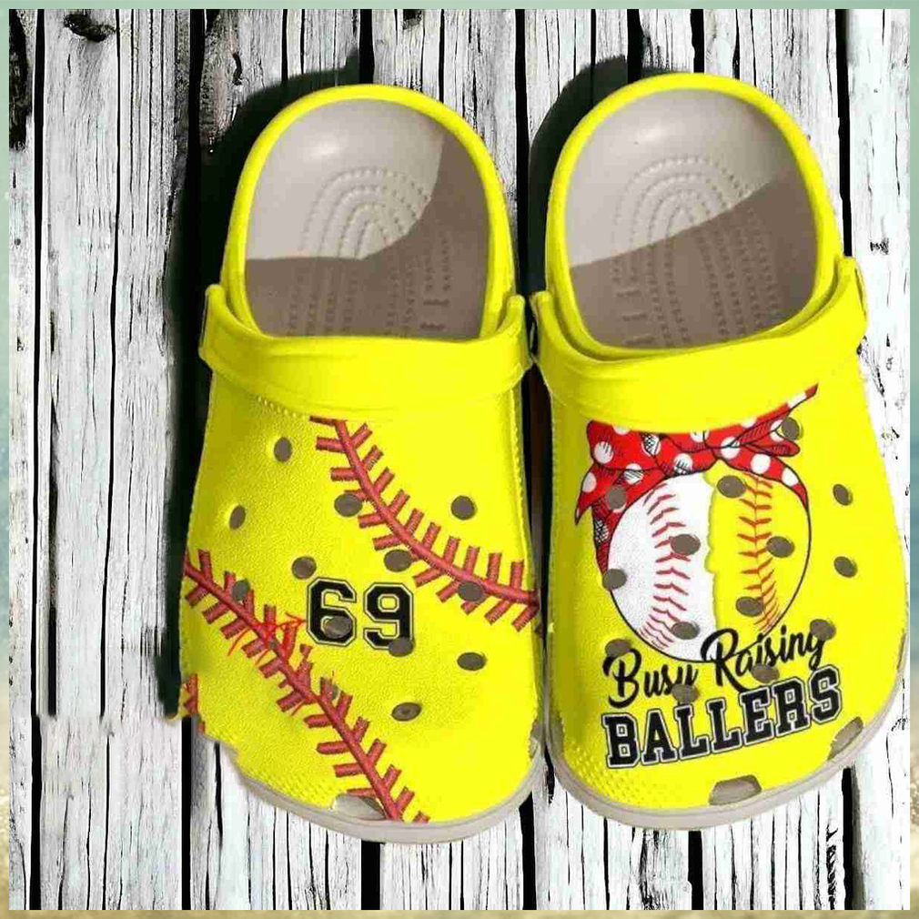 Personalized Busy Raising Ballers Softball Baseball Mom Yellow Crocs Personalized Busy Raising Ballers Softball Baseball Mom Yellow Crocs
