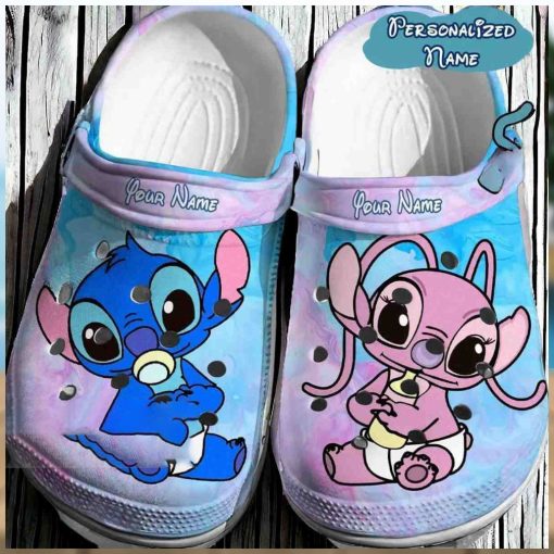 Personalized Cute Baby Stitch And Angel Crocs