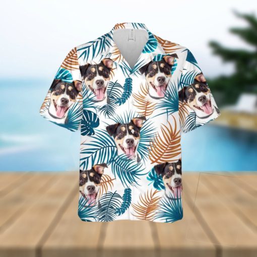 Personalized Gift For Pet Lovers Leaves Pattern White Hawaiian Shirt