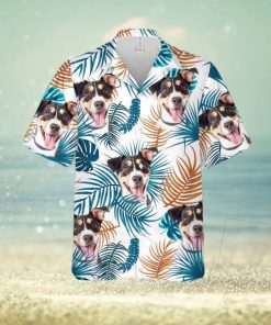 Personalized Gift For Pet Lovers Leaves Pattern White Hawaiian Shirt