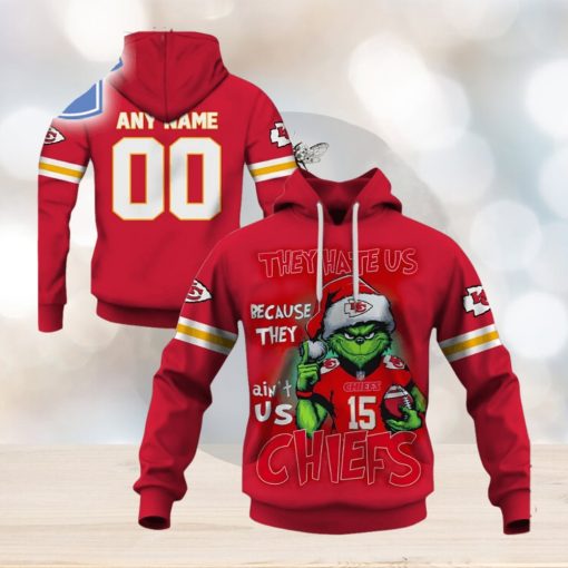 Personalized Kc Chiefs Grinch They Hate Us Because They Aint Us Chiefs Hoodie 3D