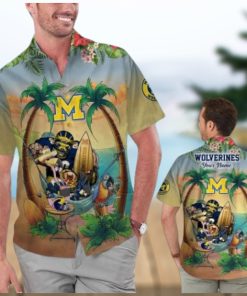 Personalized Michigan Wolverines Tropical Hawaiian Shirt Flamingo and Parrot Design