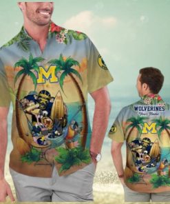 Personalized Michigan Wolverines Tropical Hawaiian Shirt Flamingo and Parrot Design