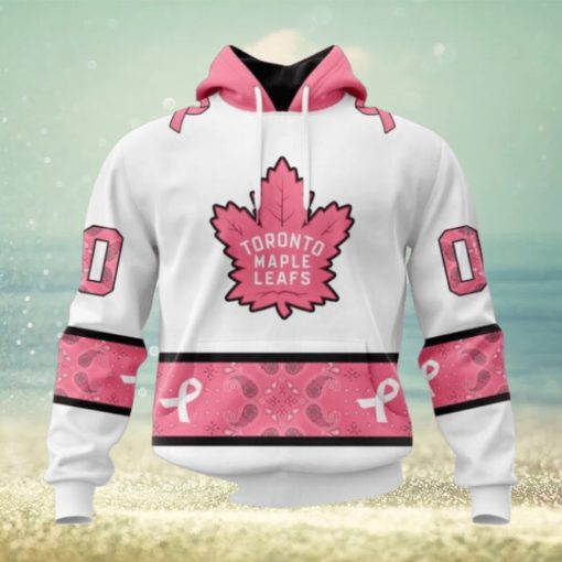 Personalized NHL Toronto Maple Leafs Hoodie In Classic Style With Paisley In October We Wear Pink Breast Cancer Hoodie