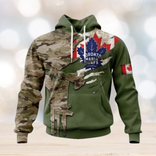 Personalized NHL Toronto Maple Leafs Hoodie Special Camo Skull Design Hoodie