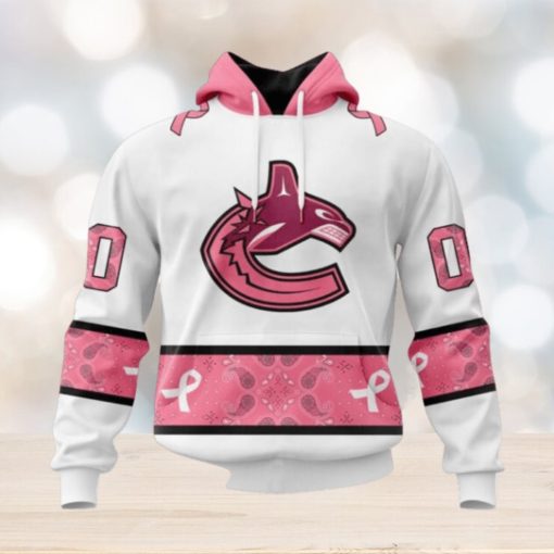 Personalized NHL Vancouver Canucks Hoodie In Classic Style With Paisley In October We Wear Pink Breast Cancer Hoodie