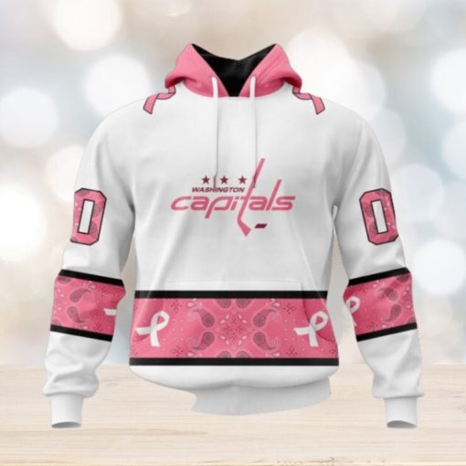 Personalized NHL Washington Capitals Hoodie In Classic Style With Paisley In October We Wear Pink Breast Cancer Hoodie