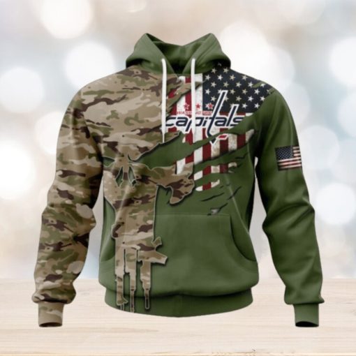 Personalized NHL Washington Capitals Hoodie Special Camo Skull Design Hoodie