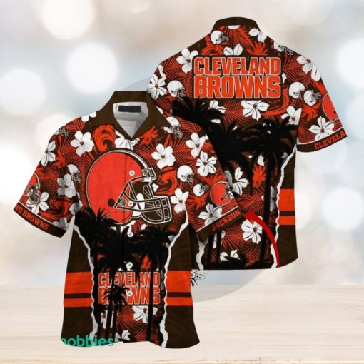 Personalized Name NFL Cleveland Browns Hawaii Shirt Palm Tree Aloha Shirt For Beach Lover