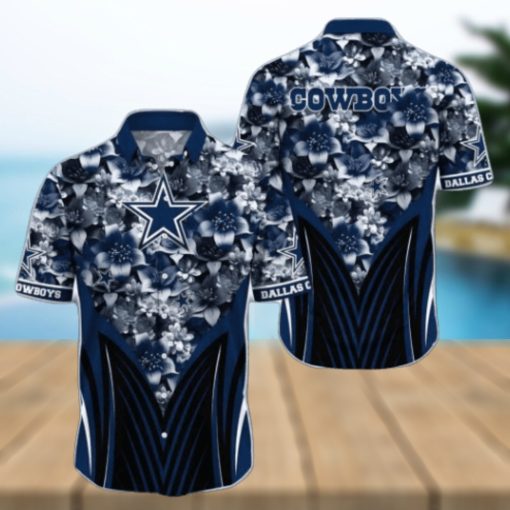 Personalized Name NFL Dallas Cowboys Hawaiian Shirt 3D Flower Pattern Summer Gift