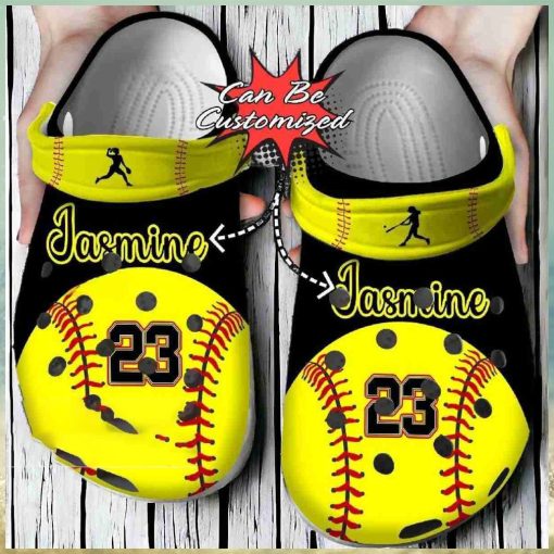 Personalized Name Number Softball Crocs