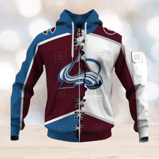 Personalized Nhl Colorado Avalanche Broken Mix Jersey Style Hoodie