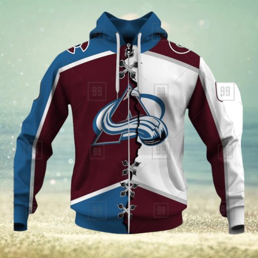 Personalized Nhl Colorado Avalanche Broken Mix Jersey Style Hoodie