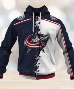 Personalized Nhl Columbus Blue Jackets Broken Mix Jersey Style Hoodie