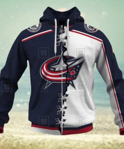 Personalized Nhl Columbus Blue Jackets Broken Mix Jersey Style Hoodie