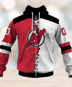 Personalized Nhl New Jersey Devils Broken Mix Jersey Style Hoodie 3D