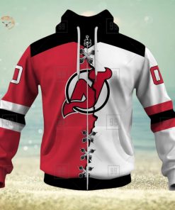 Personalized Nhl New Jersey Devils Broken Mix Jersey Style Hoodie 3D