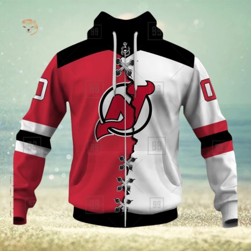 Personalized Nhl New Jersey Devils Broken Mix Jersey Style Hoodie 3D