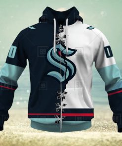 Personalized Nhl Seattle Kraken Broken Mix Jersey Style Hoodie 3D