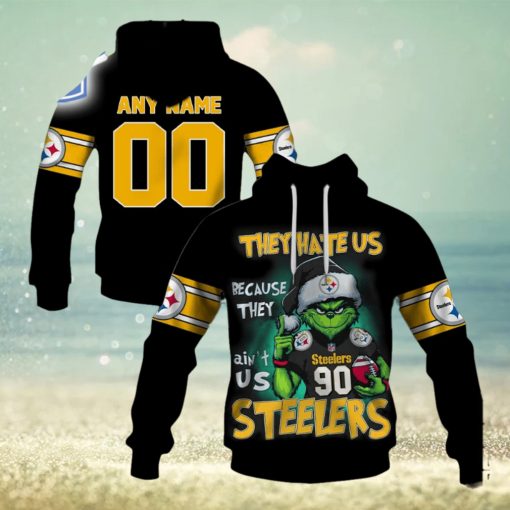 Personalized Steelers Grinch They Hate Us Because They Aint Us Steelers Hoodie