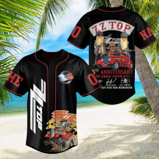Personalized ZZ Top Anniversary 1969 2024 Black Design Baseball Jersey
